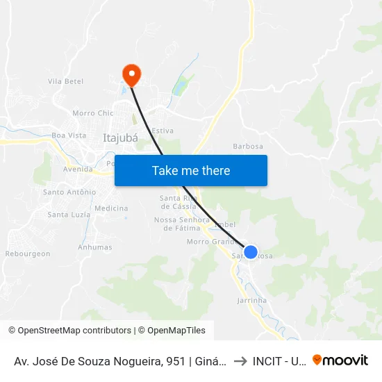 Av. José De Souza Nogueira, 951 | Ginásio Poliesportivo to INCIT - UNIFEI map
