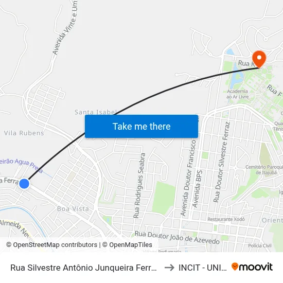 Rua Silvestre Antônio Junqueira Ferraz, 369 to INCIT - UNIFEI map