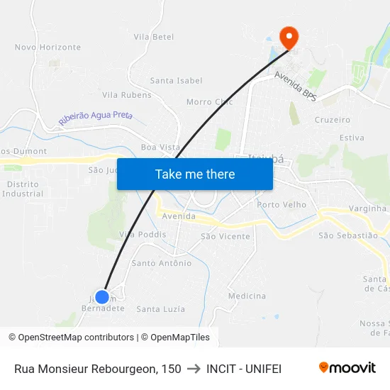 Rua Monsieur Rebourgeon, 150 to INCIT - UNIFEI map