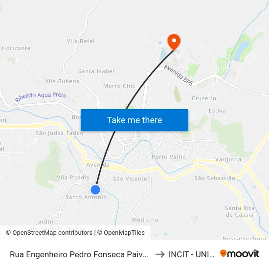 Rua Engenheiro Pedro Fonseca Paiva, 503 to INCIT - UNIFEI map