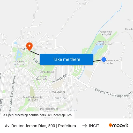 Av. Doutor Jerson Dias, 500 | Prefeitura Municipal De Itajubá to INCIT - UNIFEI map