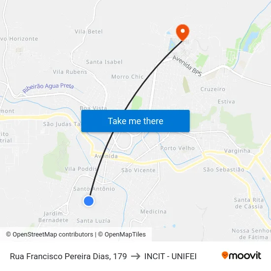 Rua Francisco Pereira Dias, 179 to INCIT - UNIFEI map
