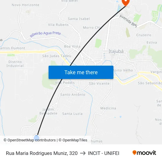 Rua Maria Rodrigues Muniz, 320 to INCIT - UNIFEI map
