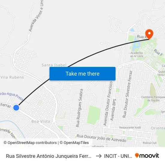 Rua Silvestre Antônio Junqueira Ferraz, 490 to INCIT - UNIFEI map