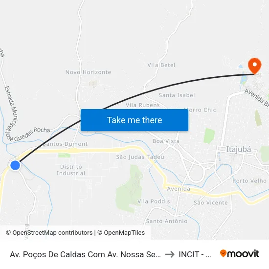 Av. Poços De Caldas Com Av. Nossa Senhora Da Piedade to INCIT - UNIFEI map