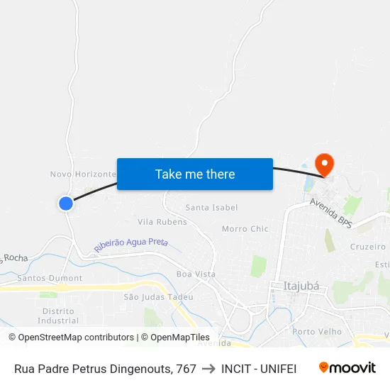 Rua Padre Petrus Dingenouts, 767 to INCIT - UNIFEI map