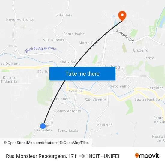 Rua Monsieur Rebourgeon, 171 to INCIT - UNIFEI map