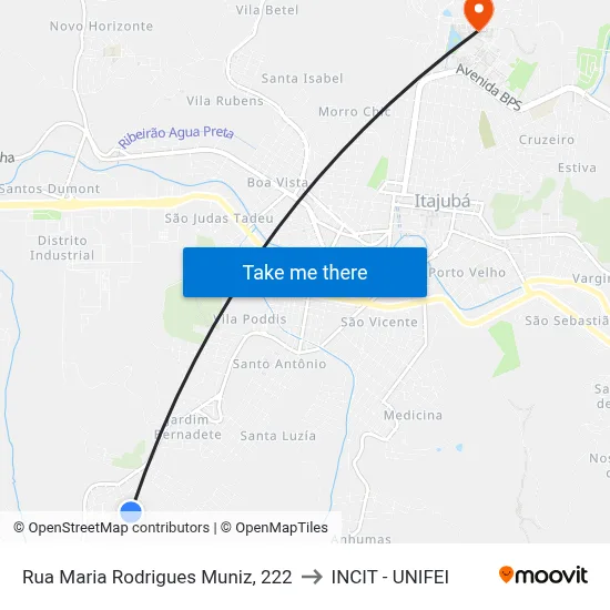 Rua Maria Rodrigues Muniz, 222 to INCIT - UNIFEI map