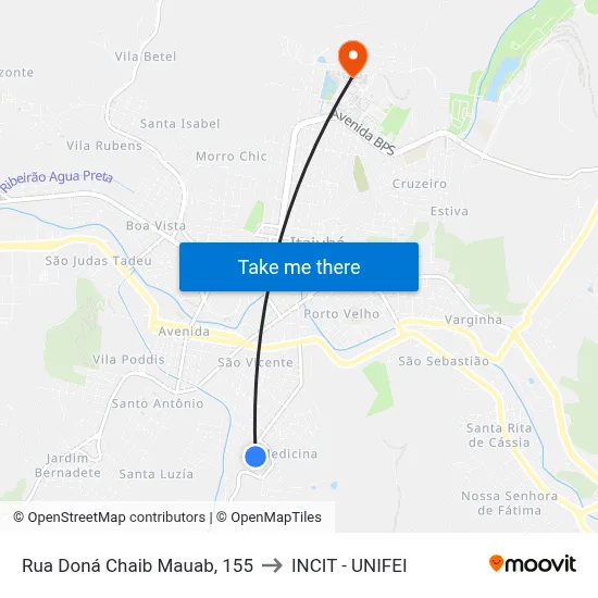 Rua Doná Chaib Mauab, 155 to INCIT - UNIFEI map