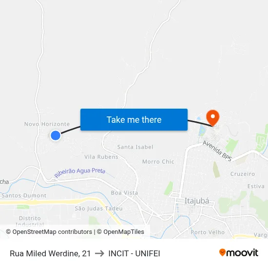 Rua Miled Werdine, 21 to INCIT - UNIFEI map