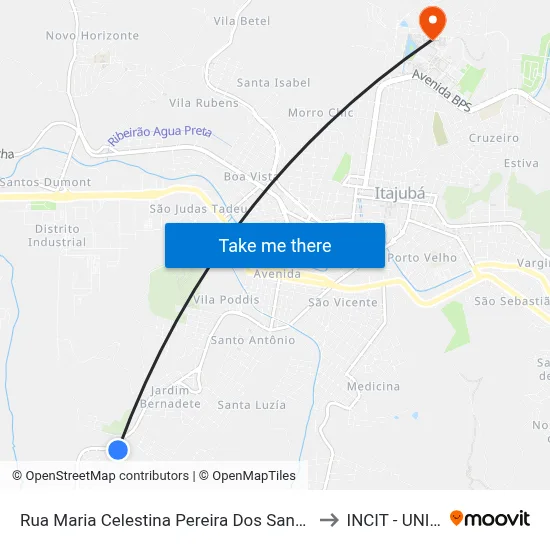 Rua Maria Celestina Pereira Dos Santos, 49 to INCIT - UNIFEI map