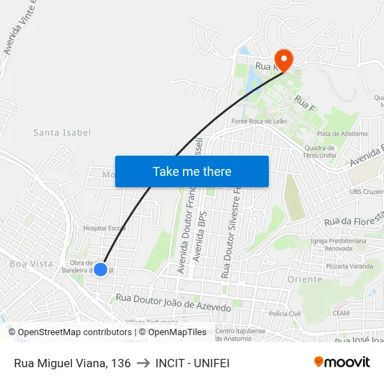 Rua Miguel Viana, 136 to INCIT - UNIFEI map