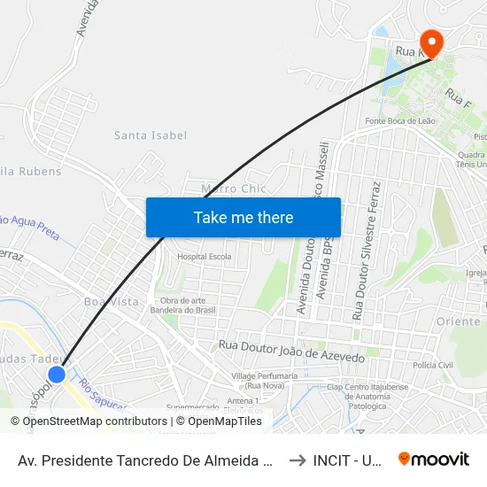 Av. Presidente Tancredo De Almeida Neves, 531 to INCIT - UNIFEI map