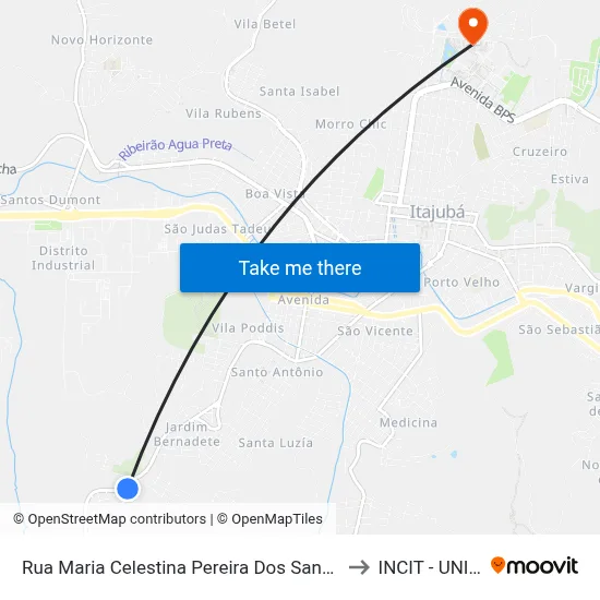 Rua Maria Celestina Pereira Dos Santos, 24 to INCIT - UNIFEI map