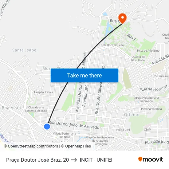 Praça Doutor José Braz, 20 to INCIT - UNIFEI map
