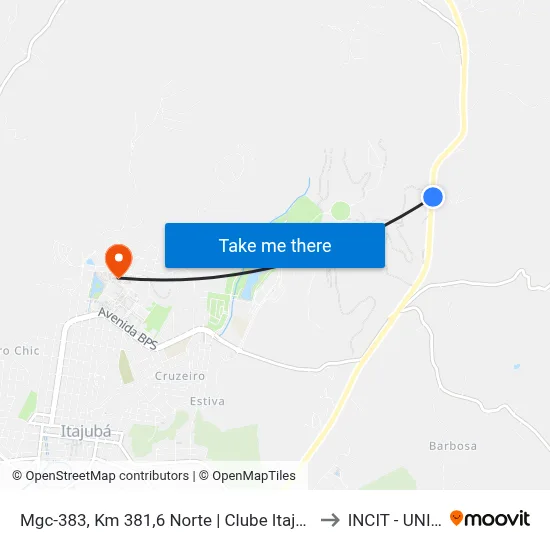 Mgc-383, Km 381,6 Norte | Clube Itajubense to INCIT - UNIFEI map