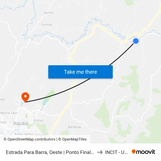 Estrada Para Barra, Oeste | Ponto Final Do Ano Bom to INCIT - UNIFEI map