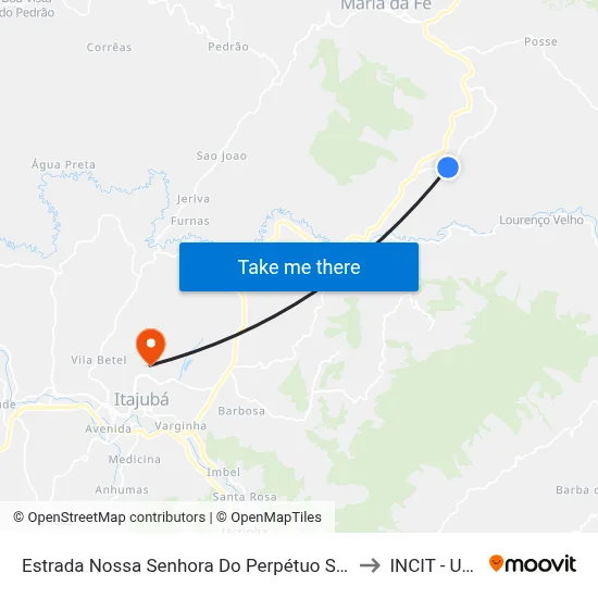 Estrada Nossa Senhora Do Perpétuo Socorro, Leste to INCIT - UNIFEI map