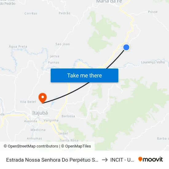 Estrada Nossa Senhora Do Perpétuo Socorro, Oeste to INCIT - UNIFEI map