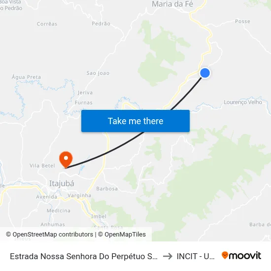 Estrada Nossa Senhora Do Perpétuo Socorro, Leste to INCIT - UNIFEI map