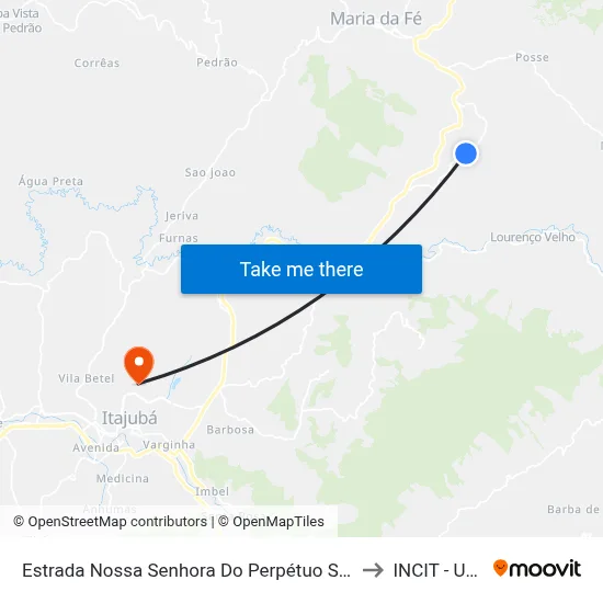 Estrada Nossa Senhora Do Perpétuo Socorro, Leste to INCIT - UNIFEI map