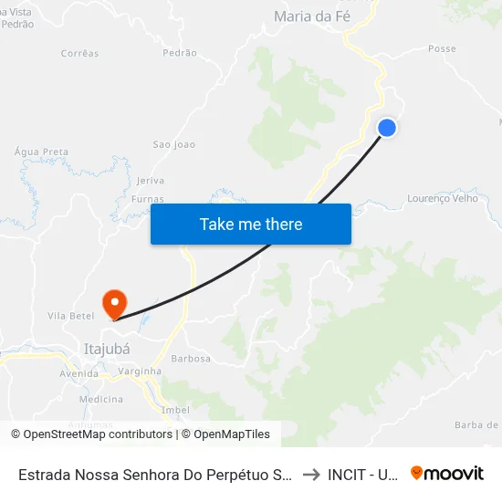 Estrada Nossa Senhora Do Perpétuo Socorro, Oeste to INCIT - UNIFEI map