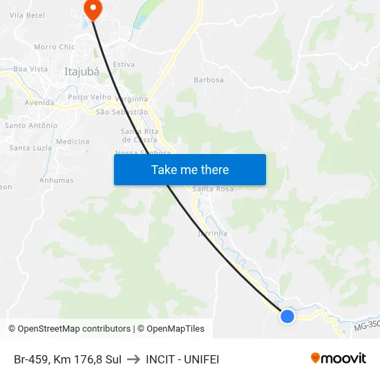 Br-459, Km 176,8 Sul to INCIT - UNIFEI map