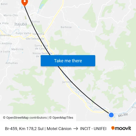 Br-459, Km 178,2 Sul | Motel Cânion to INCIT - UNIFEI map