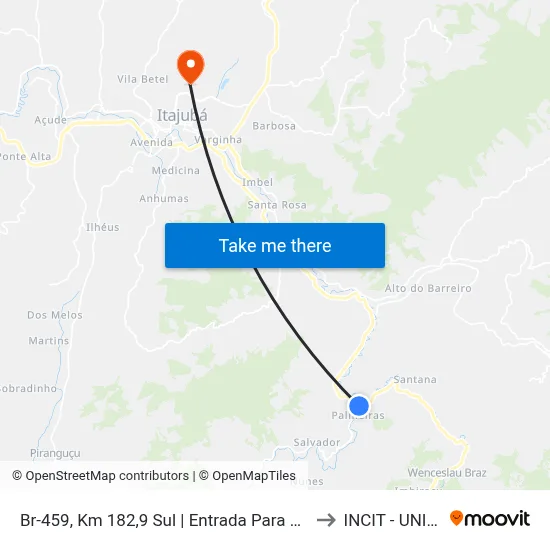 Br-459, Km 182,9 Sul | Entrada Para Freire to INCIT - UNIFEI map