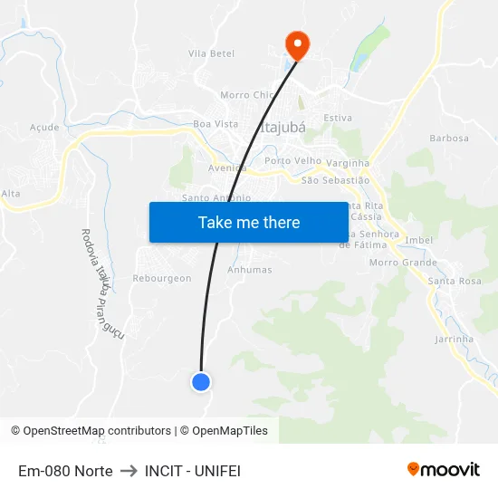 Em-080 Norte to INCIT - UNIFEI map