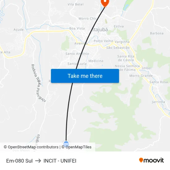 Em-080 Sul to INCIT - UNIFEI map