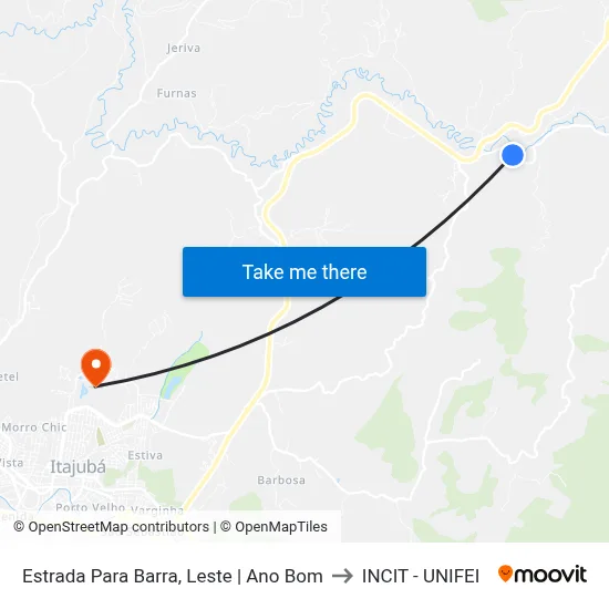 Estrada Para Barra, Leste | Ano Bom to INCIT - UNIFEI map