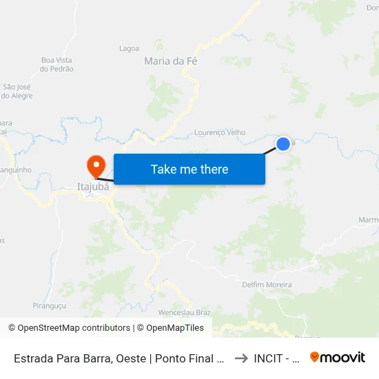 Estrada Para Barra, Oeste | Ponto Final Da Linha 14 Na Barra to INCIT - UNIFEI map