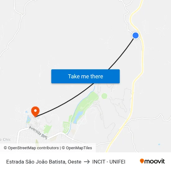 Estrada São João Batista, Oeste to INCIT - UNIFEI map
