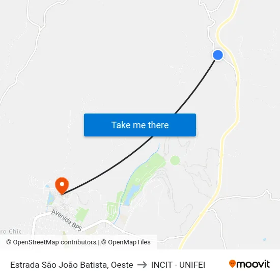 Estrada São João Batista, Oeste to INCIT - UNIFEI map