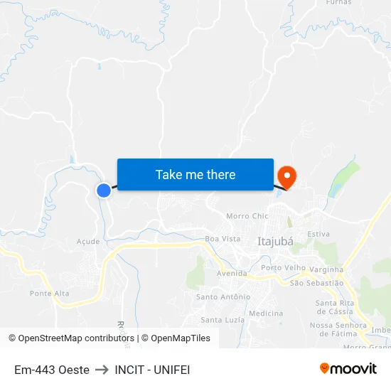 Em-443 Oeste to INCIT - UNIFEI map