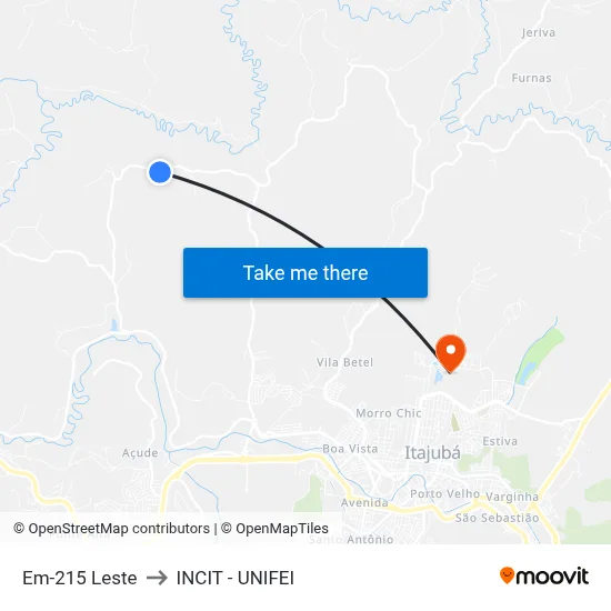 Em-215 Leste to INCIT - UNIFEI map