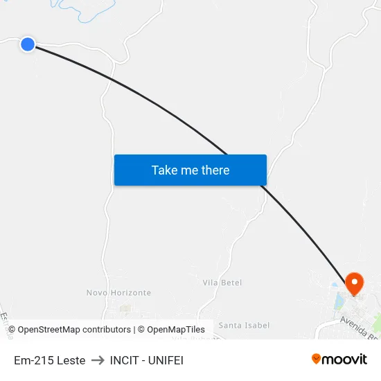 Em-215 Leste to INCIT - UNIFEI map