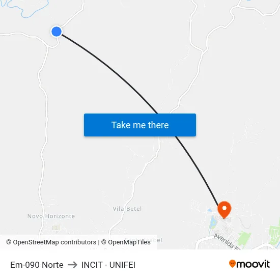 Em-090 Norte to INCIT - UNIFEI map
