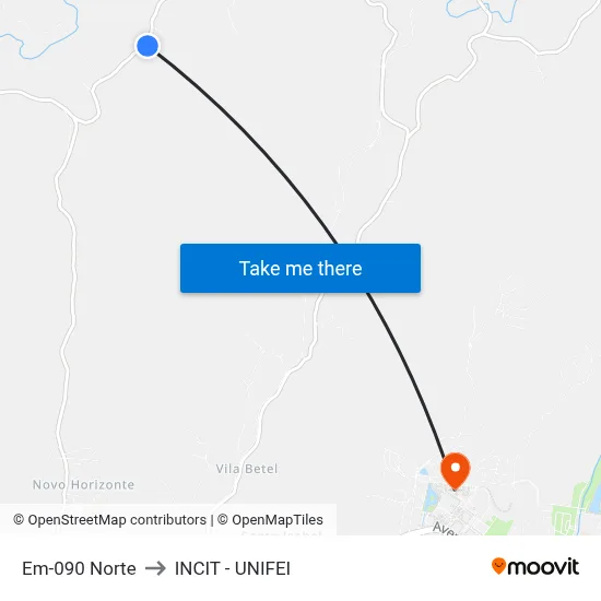 Em-090 Norte to INCIT - UNIFEI map