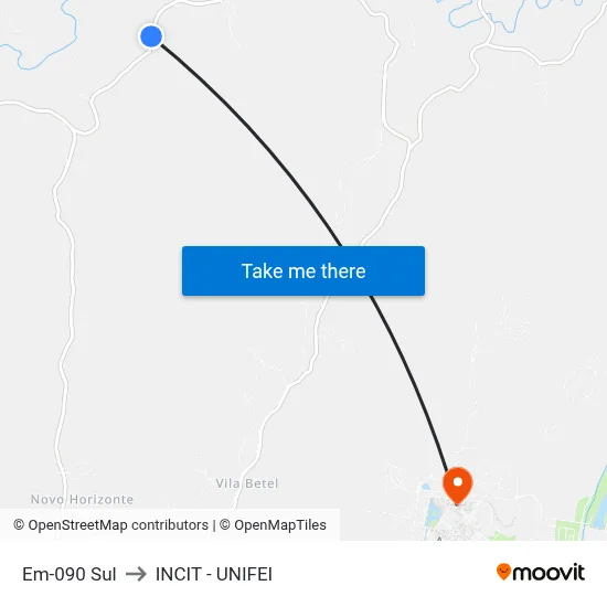 Em-090 Sul to INCIT - UNIFEI map