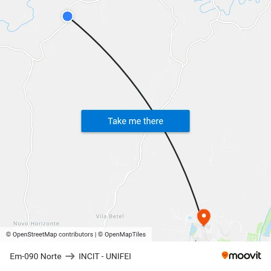 Em-090 Norte to INCIT - UNIFEI map