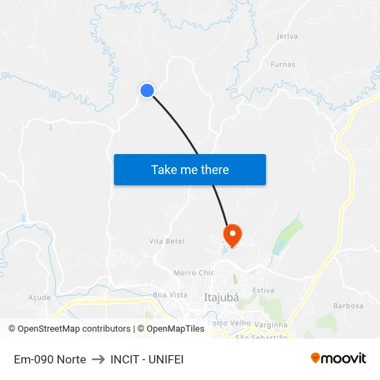 Em-090 Norte to INCIT - UNIFEI map