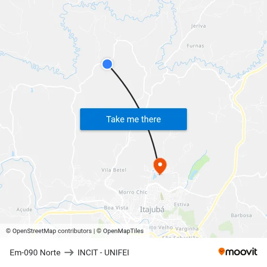 Em-090 Norte to INCIT - UNIFEI map