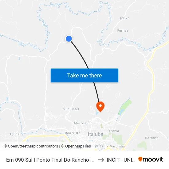 Em-090 Sul | Ponto Final Do Rancho Grande to INCIT - UNIFEI map