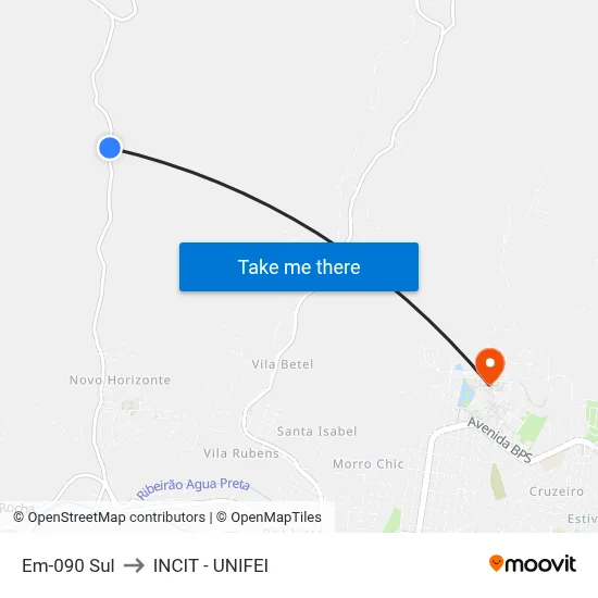 Em-090 Sul to INCIT - UNIFEI map
