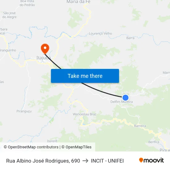 Rua Albino José Rodrigues, 690 to INCIT - UNIFEI map