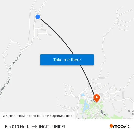 Em-010 Norte to INCIT - UNIFEI map