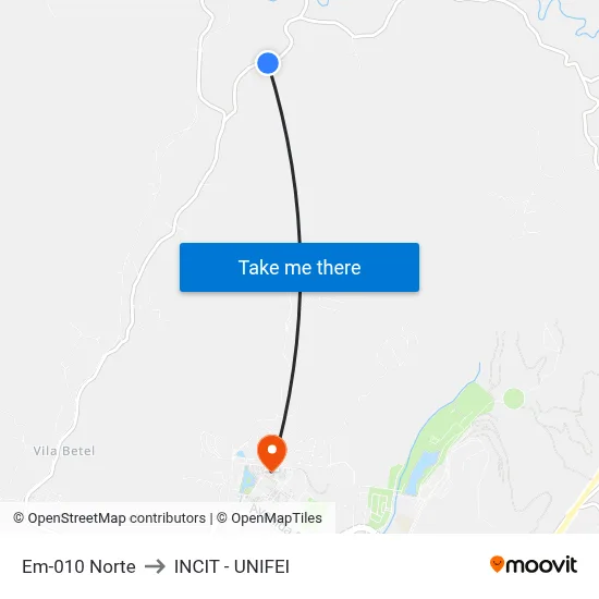 Em-010 Norte to INCIT - UNIFEI map