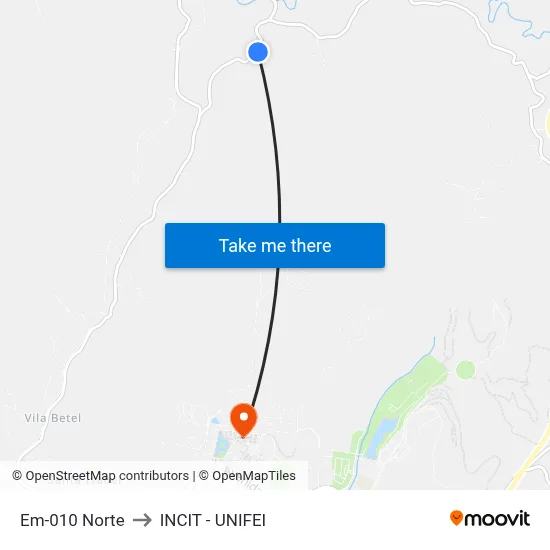Em-010 Norte to INCIT - UNIFEI map